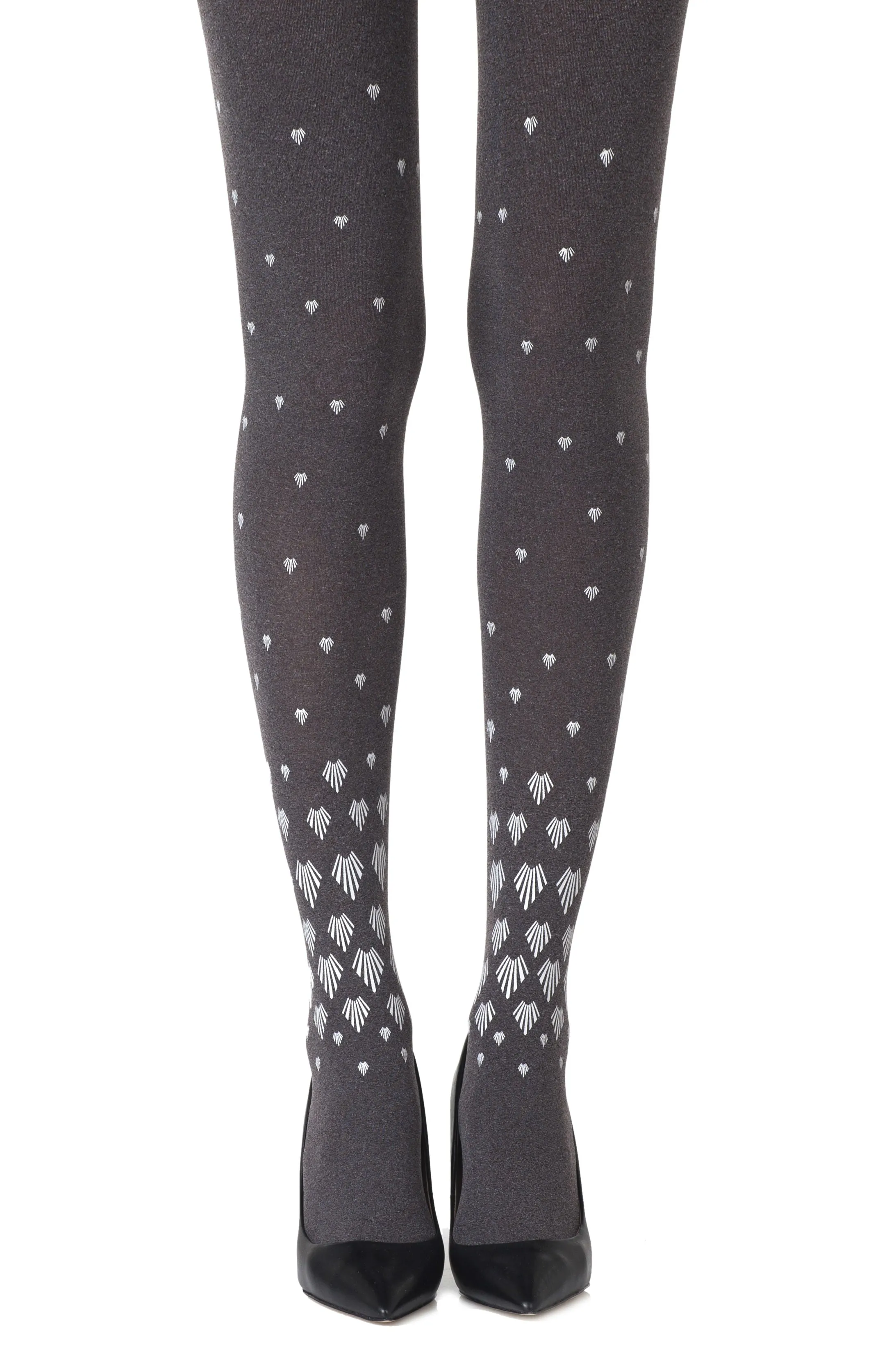 Stunning Grey Shell Prints 120 Denier Opaque Heather Brown Tights