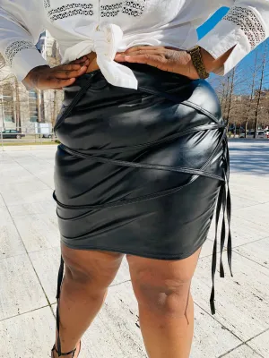 Tie me up leather skirt