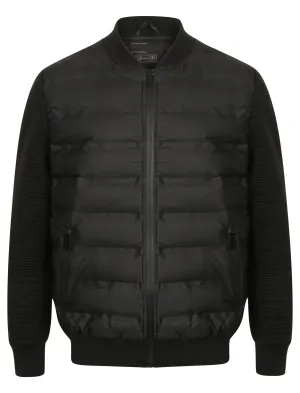 Verde Quilted Bomber Jacket with Jersey Sleeves in Black - Dissident