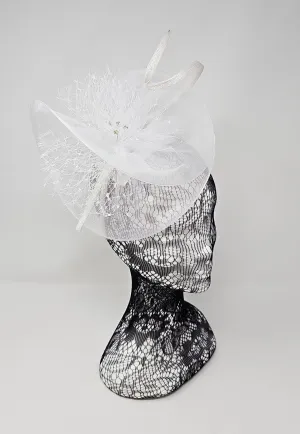 White Organza Net Hairband Fascinator