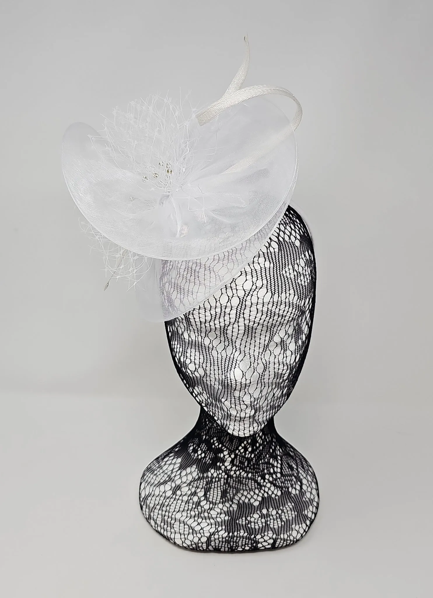 White Organza Net Hairband Fascinator