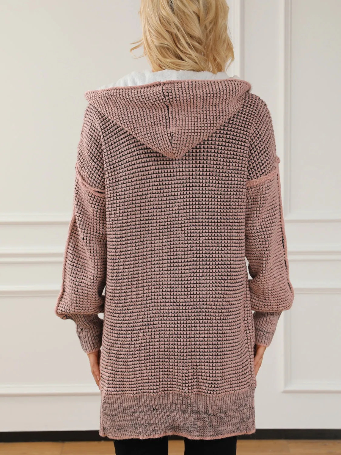 Women's Open Front Hooded Winter Coat with Pockets